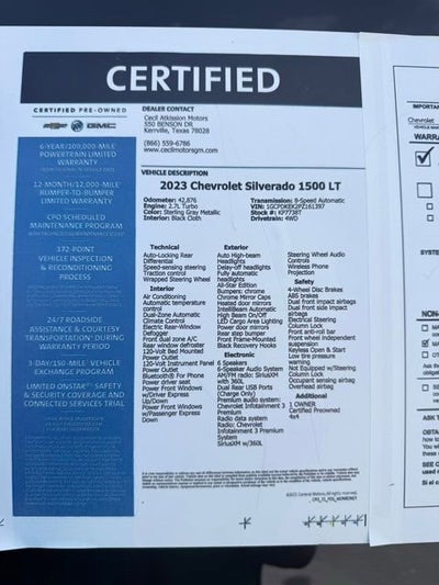 2023 Chevrolet Silverado 1500 LT (2FL)