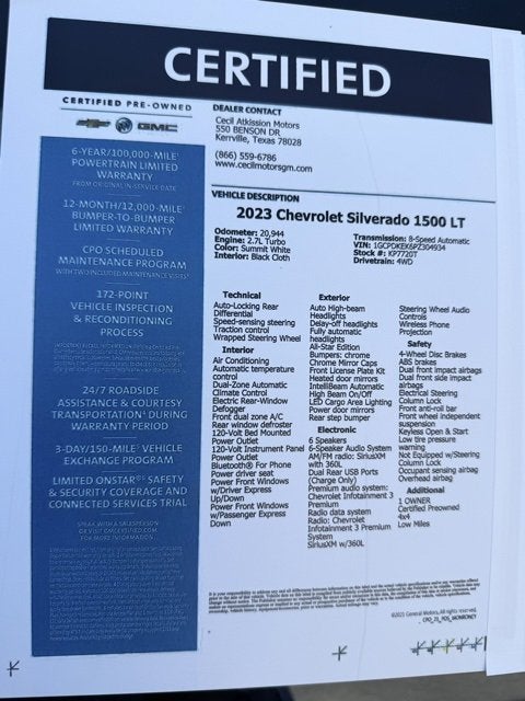 2023 Chevrolet Silverado 1500 LT (2FL)