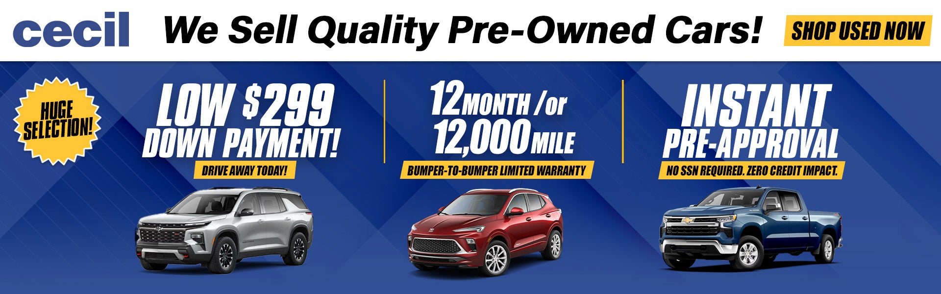 We Sell Quality Pre-Owned Cars !